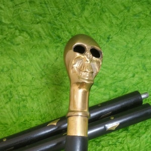 Walking Stick for Men & Women | Skull Shaped Handle | Black Wooden Shaft | Cane Gift