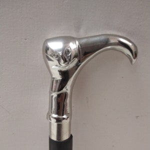 Cat Face Brass Handle Walking Stick - Elegant Wooden Cane