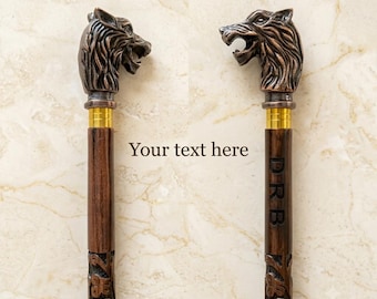 Bastone da passeggio, bastone in legno personalizzabile con nome, impugnatura con incisione personalizzata, pieghevole in tre parti con stile antico.