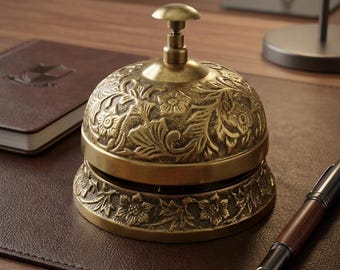 Timbre de escritorio de latón, servicio de recepción de oficina, timbre de mostrador, decoración de mesa