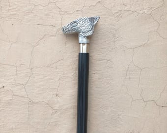 Walking Stick With Fox Shape Handle,Wooden cane Three Fold