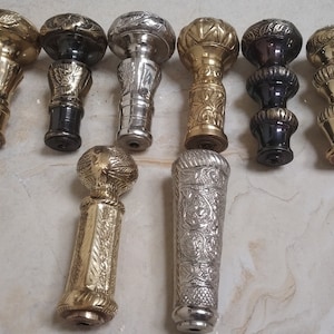 Walking Stick Handle for 3-Fold Wooden Shaft | Brass Cane Top Replacement