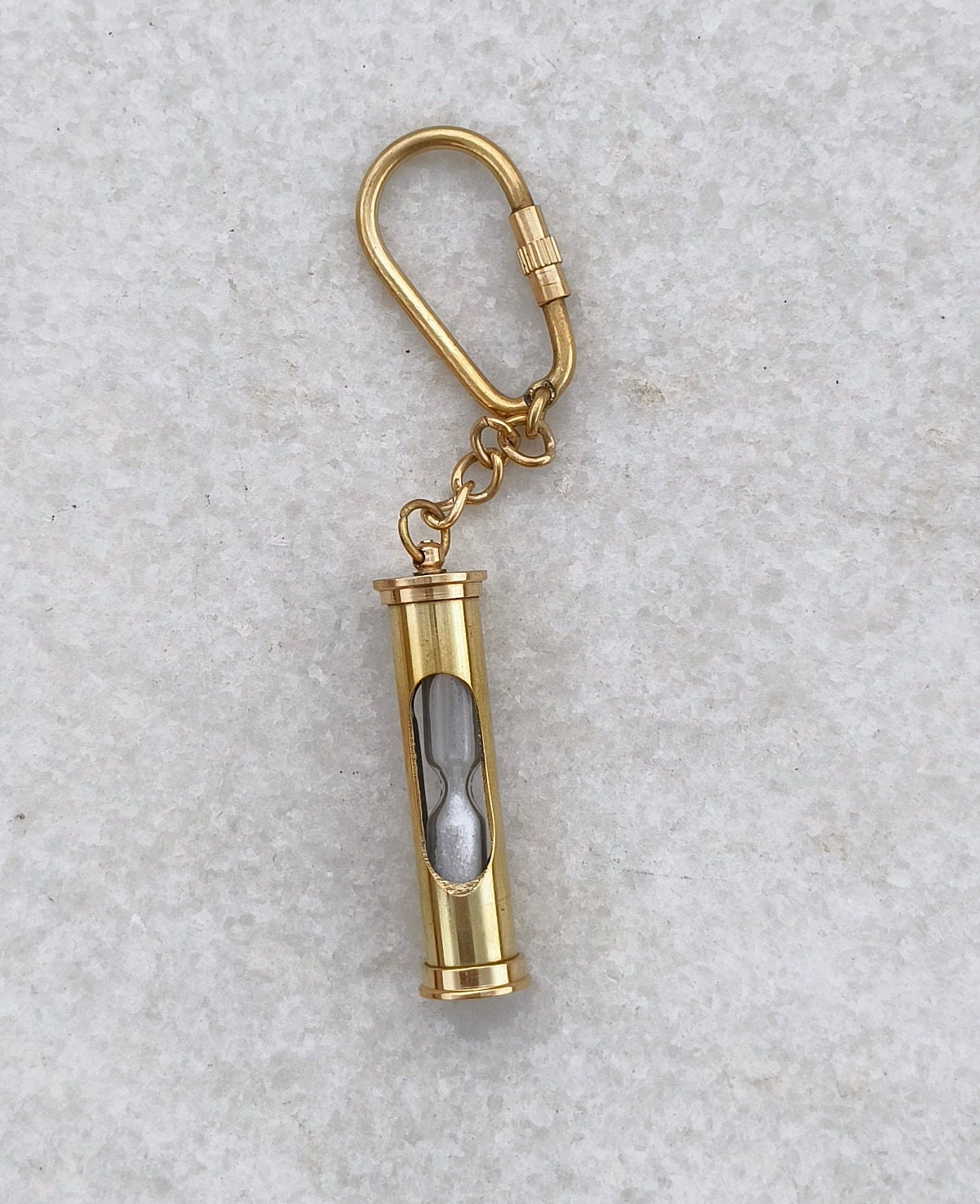 Brass Sand Timer Keychain | Mini Hourglass Key Ring |nautical Gift ...
