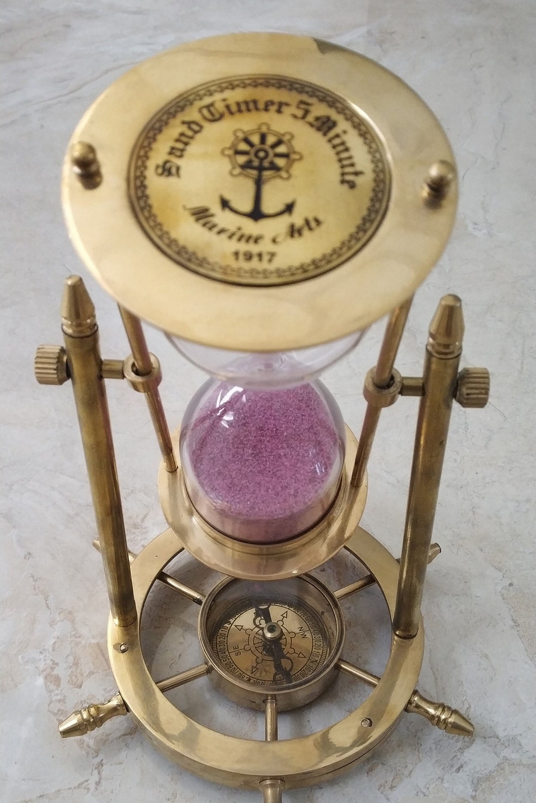 Sablier De Marine Vintage - Laiton Et Verre, Pour Bateau Ou Déco