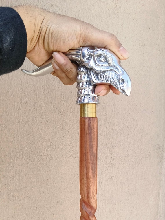 Antico Bastone Da Passeggio Canna Drago Fatta A Mano Per Uomo Manico - Foto 3