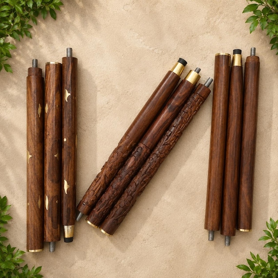 Walking Stick Without Handle|Wooden Cane Three Foldable Replacement| Brown Color 36 Inch