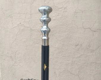 Walking Cane, Wooden Cane, Nickel Finish Handle,Three fold, use for travels