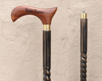 Wooden Walking Stick, Engraving Cane, Folding Walking Aid (Gift for Men& Women) Customized
