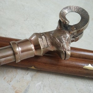 Brass Deer Handle Wooden Walking Stick - 3-Fold Vintage Cane