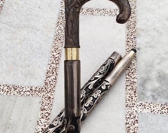Wooden Walking Stick,Handmade carving Design cane,Derby Style antique Finish Handle