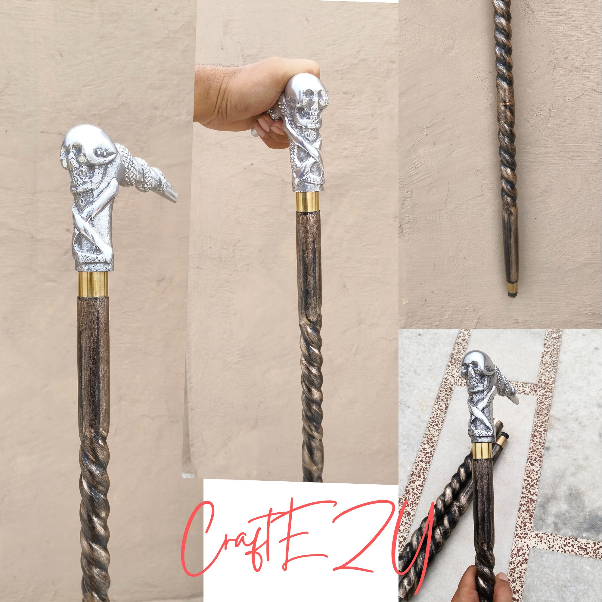 Tige de canne en bois 3 volets | Stick uniquement - France
