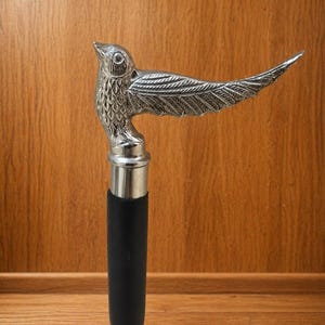 Bastón con empuñadura en forma de cabeza de pájaro, bastón de madera plegable de tres secciones.
