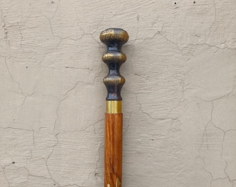 Walking stick,Wooden Cane With Handle,Antique Round Shape,Three Fold Brown Color