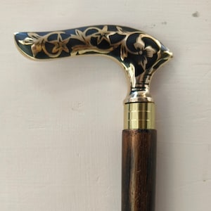 Bastón plegable con mango de latón / Bastón de viaje clásico de madera