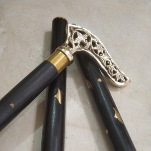 Walking Stick,Cane, Wooden Shaft For Men & Men, Elegent Design In Black Color