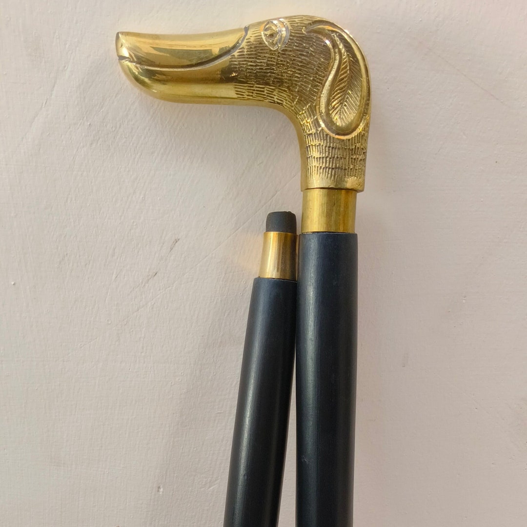 Walking Stick Dog's Head Handle Beautiful Solid Brass Walking Stick ...