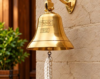 Brass Titanic Ship Bell, Nautical Wall 6-Inch Maritime Decor Hanging Calling Bell Gift Item