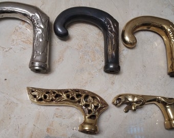 Walking Handle for Wooden Canes | Brass Cane Top | Replacement Stick Handle