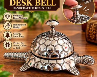 Vintage BOJ Eibar Espana Turtle Bell, Brass, Wind up Hotel Ringer