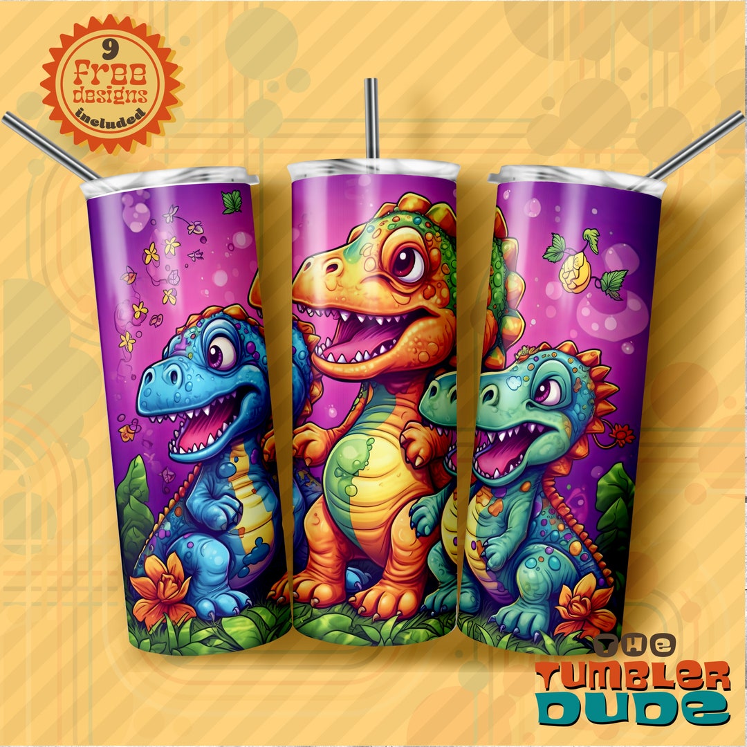 Cute Baby Dinosaurs Design 20oz Skinny Tumbler Sublimation Etsy