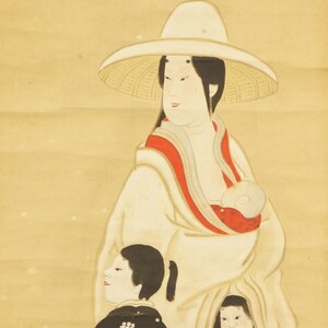 Japanese Kakemono Scroll Painting - Beauty with Children