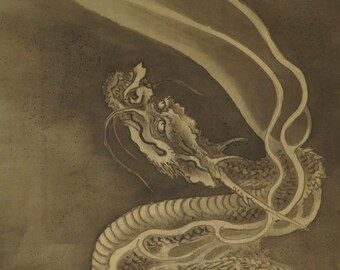 Japanese Kakemono Scroll Painting - Dragon