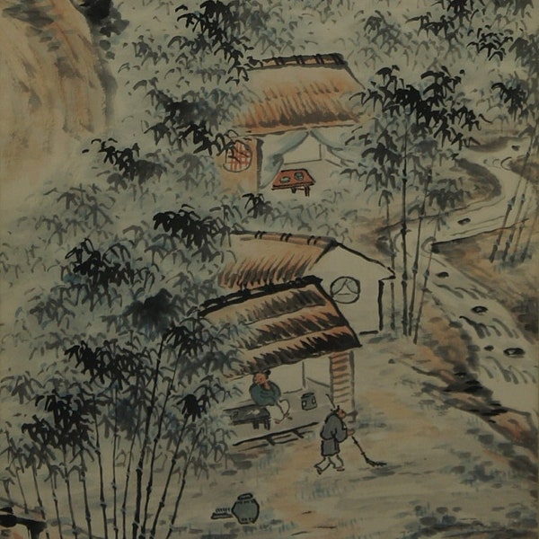 Peinture japonaise sur rouleau de Kakemono - Paysage