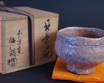 Handgetöpferte japanische Hagi Teeschale (Chawan) von Goro Tamura