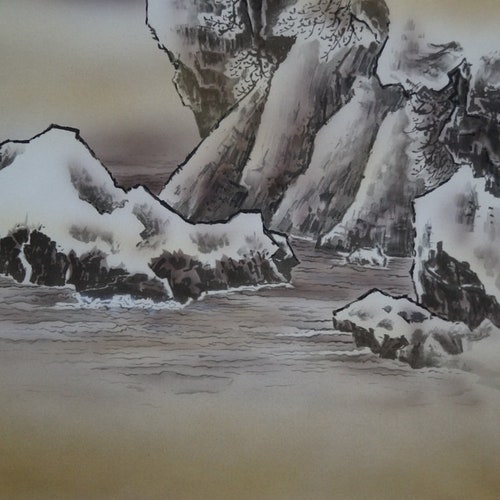 Japanese shops Kakemono Scroll Painting - Nocturnal Landscape