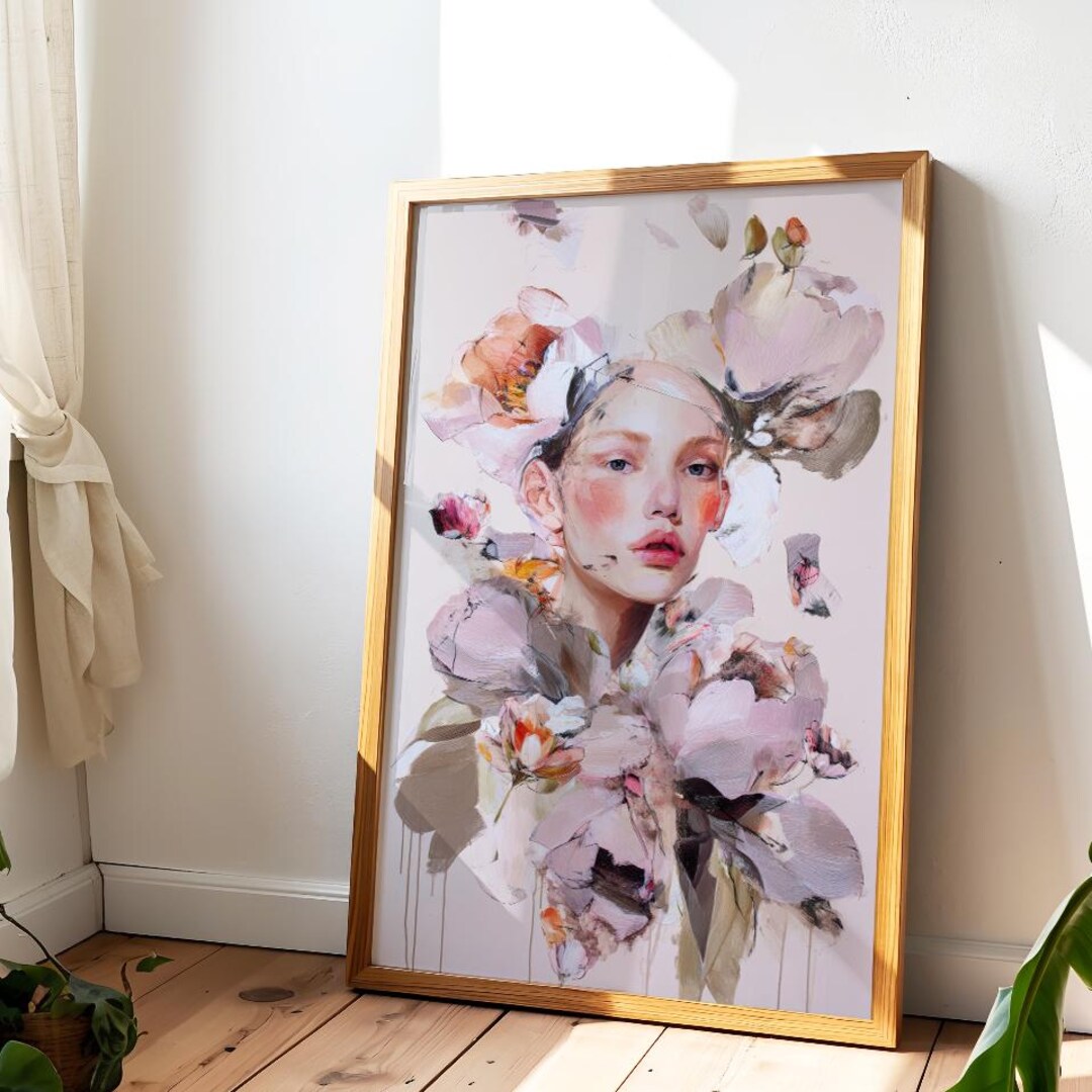 Floral Woman Portrait Print | Vintage Botanical Canvas Art (fine Art ...