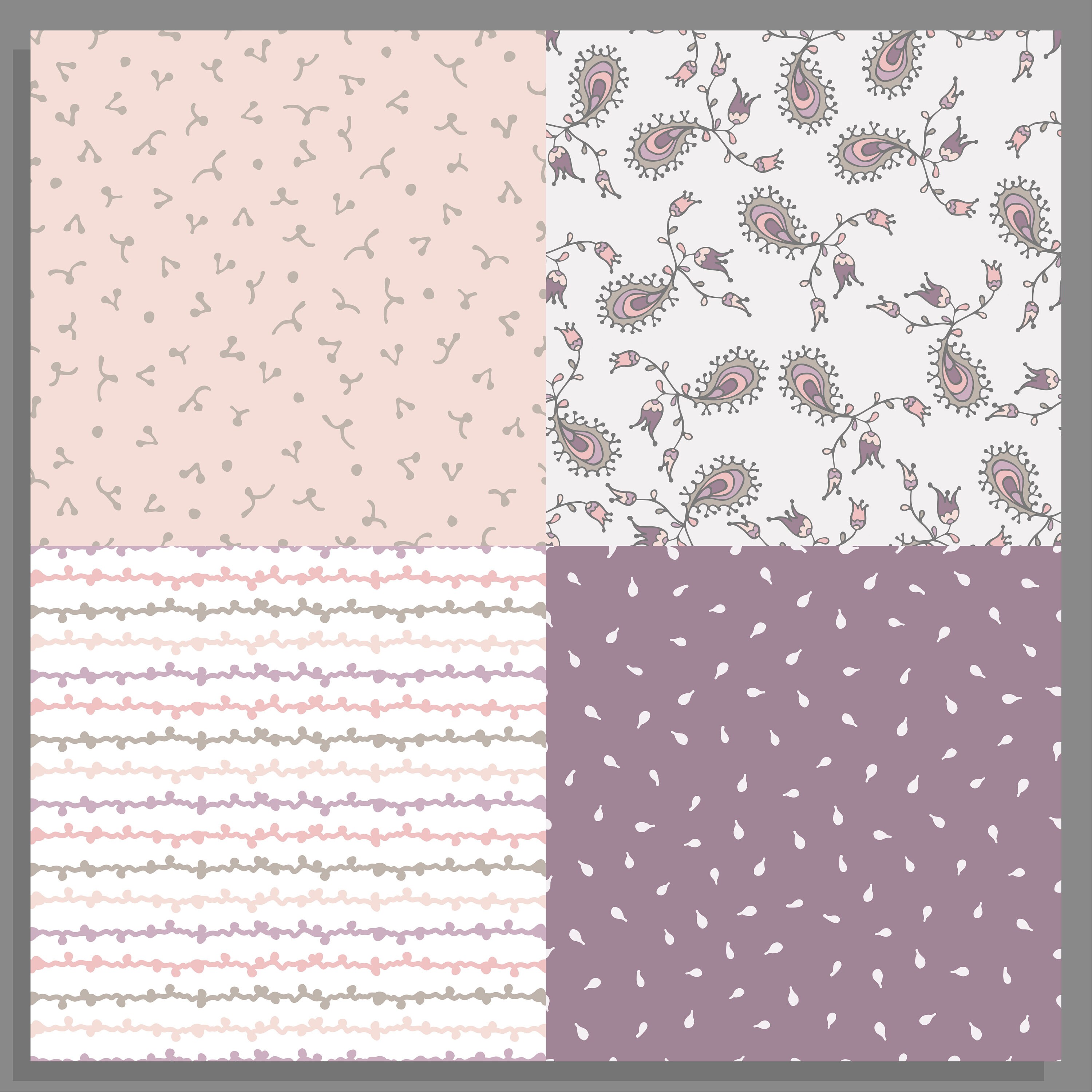 12 Paisley Floral Digital Paper Set, Seamless Textures, Flower Patterns ...