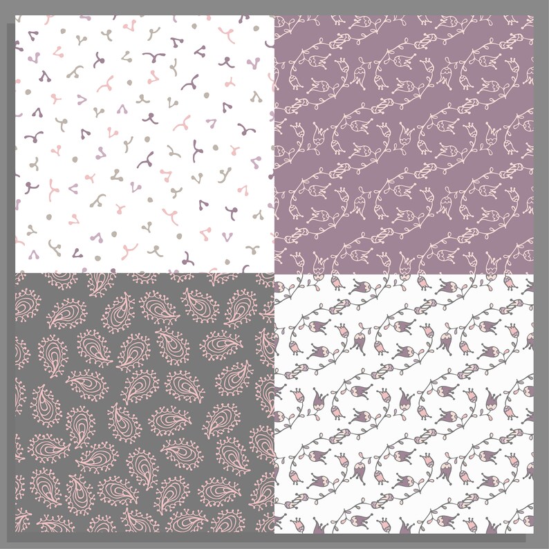12 Paisley Floral Digital Paper Set Seamless Textures Flower - Etsy