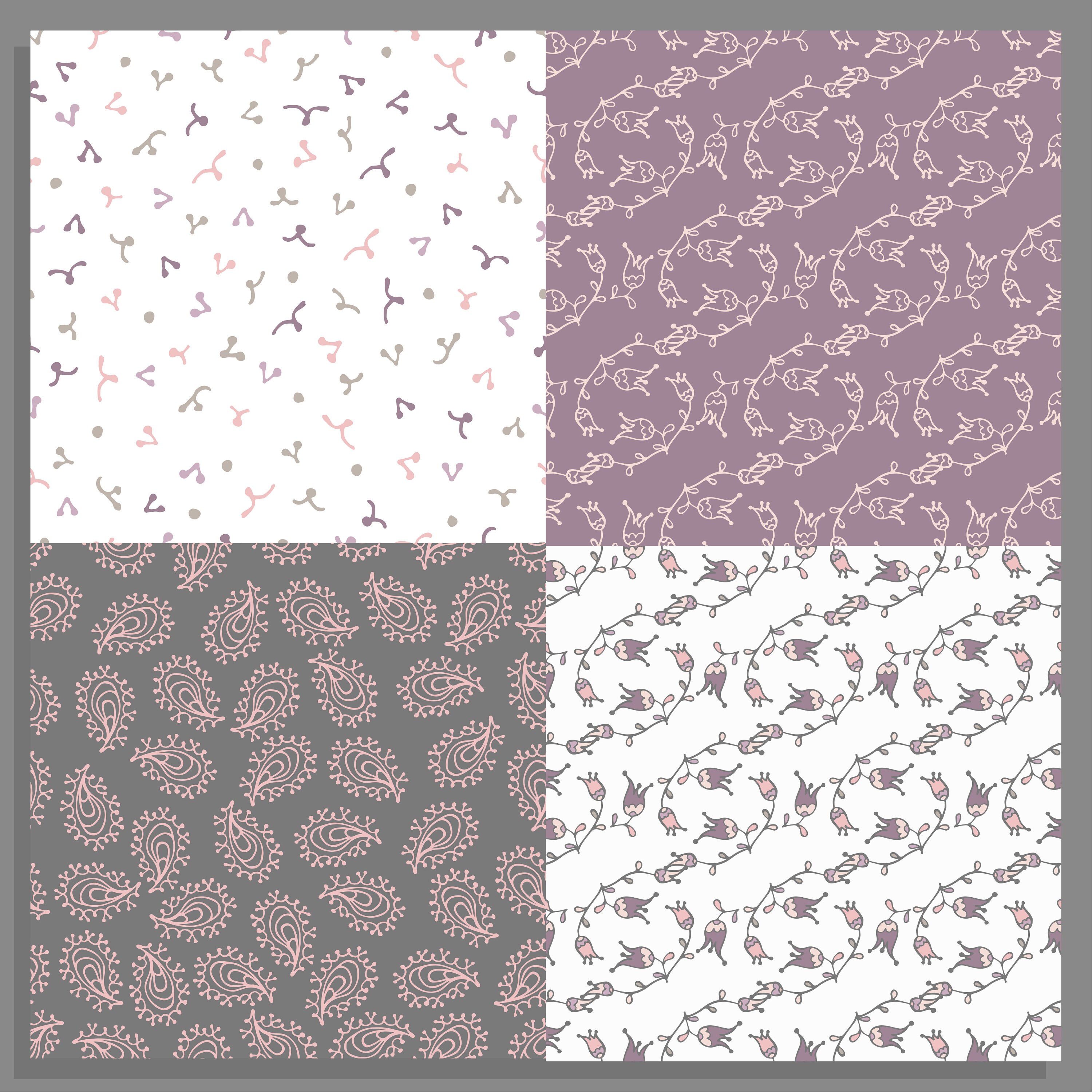 12 Paisley Floral Digital Paper Set, Seamless Textures, Flower Patterns ...