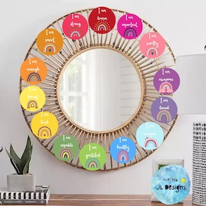 Digital Download,Positive Affirmation Station, Classroom Poster, Rainbow Design, Class Decoration