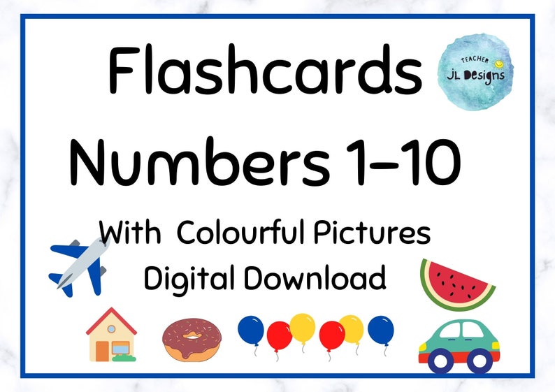 Numbers 1-10 Flashcards: Preschool Learning Activity (digital Download ...