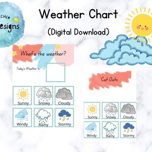 Gráfico meteorológico, gráfico meteorológico de descarga digital, gráfico meteorológico diario de educación en el hogar, hora del círculo, círculo matutino preescolar