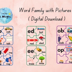 Word Family, CVC Words, Practice Reading, Kindergarten and Preschool Learning Materials, English as a Second Language, Home School