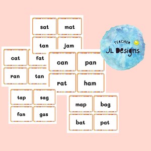 100 CVC Words Flash Cards Printable, CVC Word Flashcards, Kindergarten ...