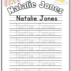 Editable Name Template | Name Work Sheet| Instant Download| Trace Your ...
