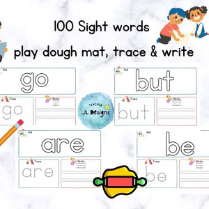 100 Printable Sight Words Worksheet | Play dough mat | Tracing and Writing | Kindergarten-1st Grade Handwriting and Spelling Activity.