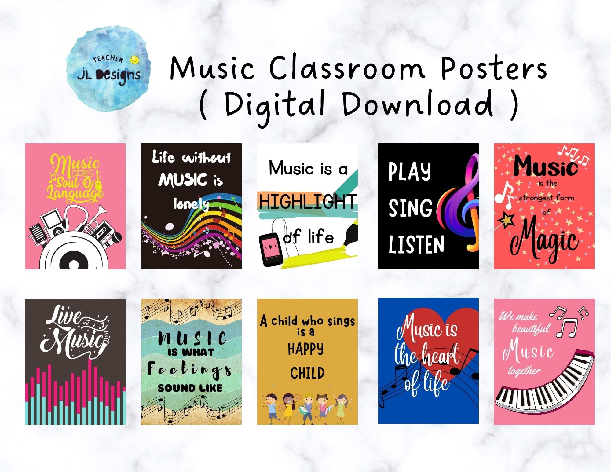 Music Quotes Classroom Posters Wall Decor Instant Download - Etsy