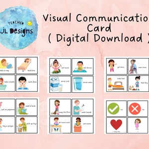 Symbool communicatiekaarten: autisme, spraak, ADHD, communicatie, ABA, non-verbale kinderen, peuters en kleuters, Engels als tweede taal