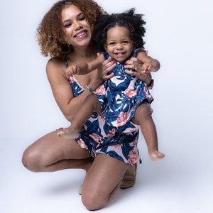 Mommy and Me- Blue and Pink Romper