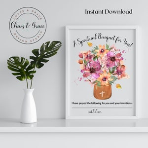 Buquê espiritual para impressão, presente espiritual, cartão de oração, presente católico, cartão de oração católico para impressão, presente de padre católico