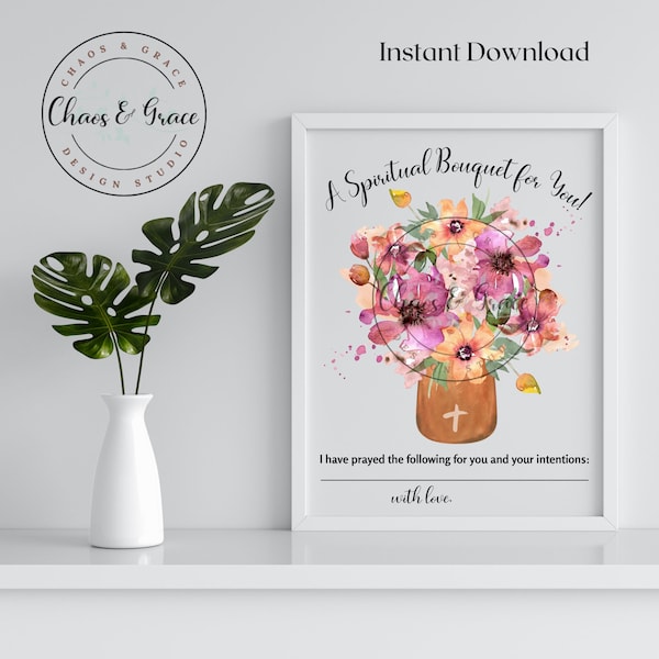 Spiritual Bouquet Printable, Spiritual gift, Prayer Card, Catholic gift, Catholic prayer card printable, Catholic priest gift