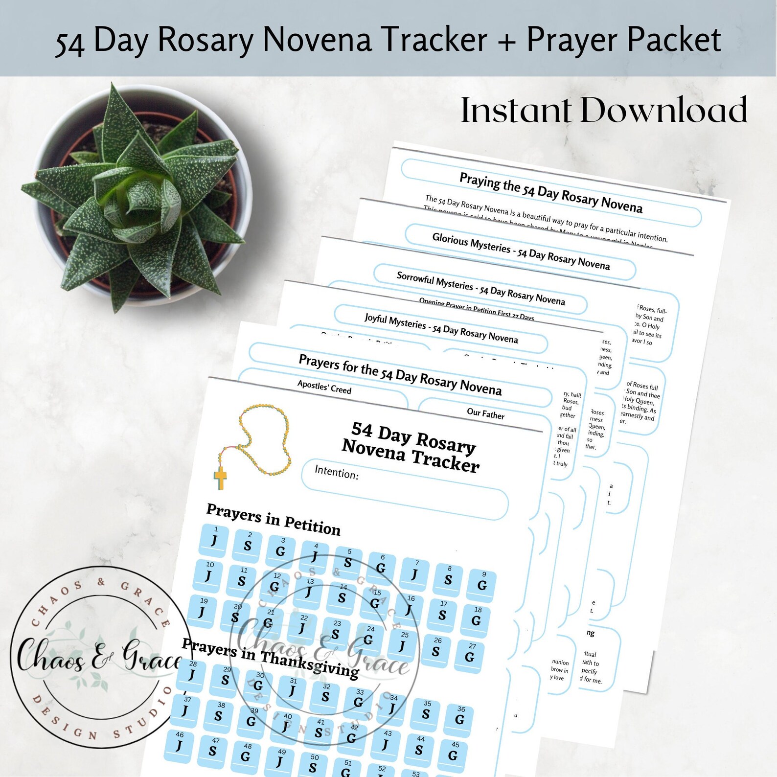 54 Day Rosary Novena Tracker Printable And Prayer Packet Etsy