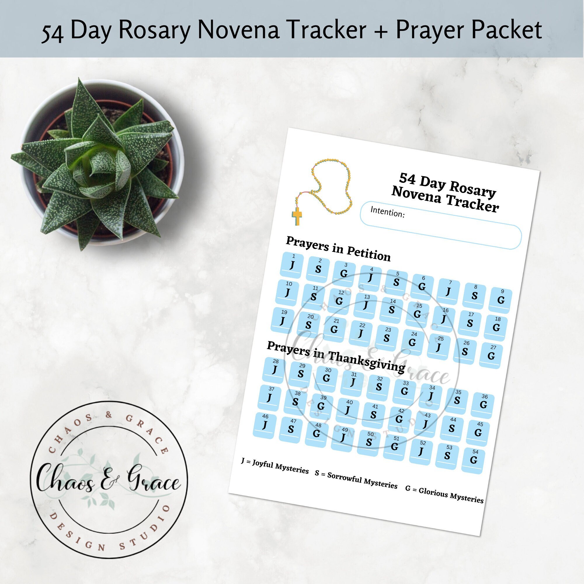 54 Day Rosary Novena Tracker Printable and Prayer Packet - Etsy