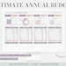Annual Budget Spreadsheet | Google Sheets Budget Template, Monthly Budget Planner, Finance Planner, Net Worth, Yearly Budget, Pastel 