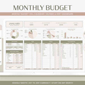 Spreadsheet maandbudget | Google Spreadsheets-budgetsjabloon, maandelijks budgetsjabloon, maandplanner, financieel planner, Excel-budget