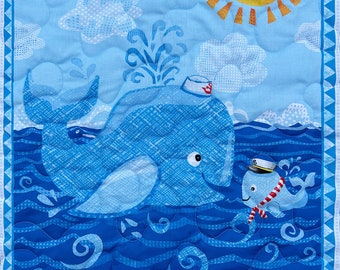 Ocean Animals Quilt, Handmade Ocean Theme Quilt, Ocean Nursery, Baby Quilt, Baby Shower Quilt Gift, Counting Baby Quilt, Whale Baby Quilt